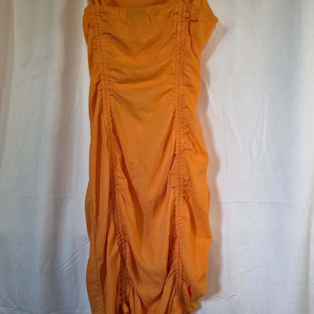 Wild Fable Orange Mango Cut-Out Ruched Midi Bodycon Dress - Picture 2 of 6